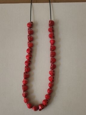 Red Skull Bead Necklace for Men - Bold Everyday Pendant